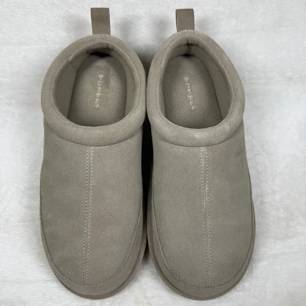Bombas Sunday Slipper Mens Size 9 Suede Sherpa Lined Greige Taupe House Shoes